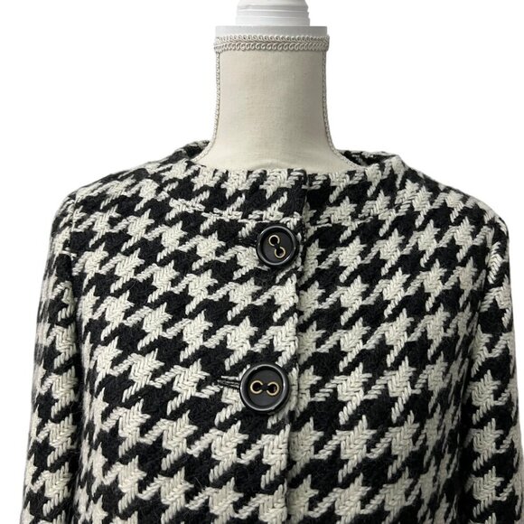 Vintage Liz Claiborne Black & White Houndstooth‎ Soft Wool Blend Jacket Size 4 - Picture 4 of 12